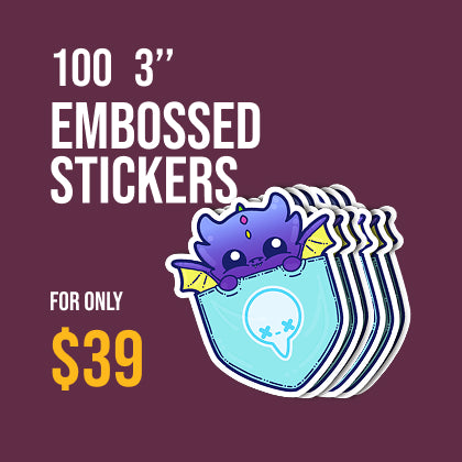 100 3’’ Embossed stickers